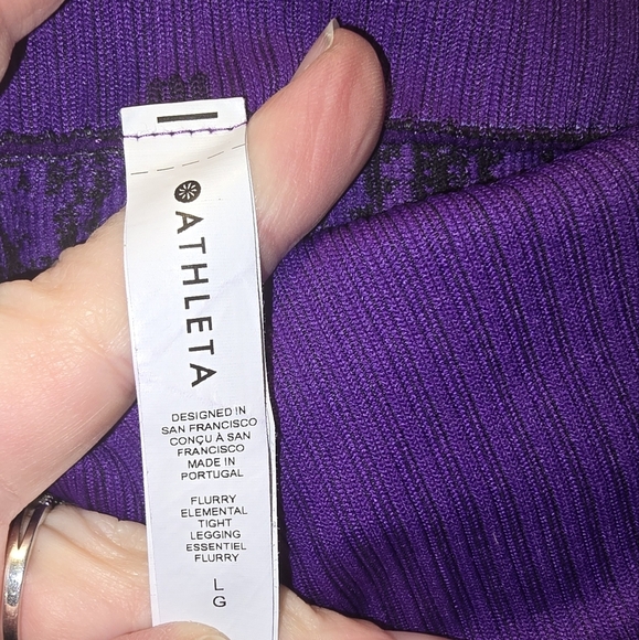 NWOT Athleta Elemental Tight Legging Essential Flurry Purple Black Women's L - Picture 6 of 8